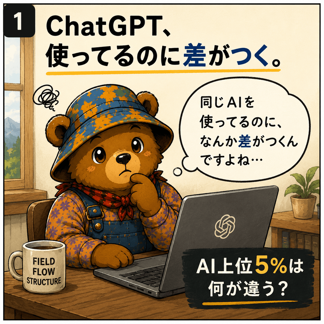 AI上位5%が最初に整えているChatGPTは設定。